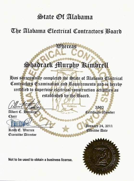 State of Alabama Master Certification